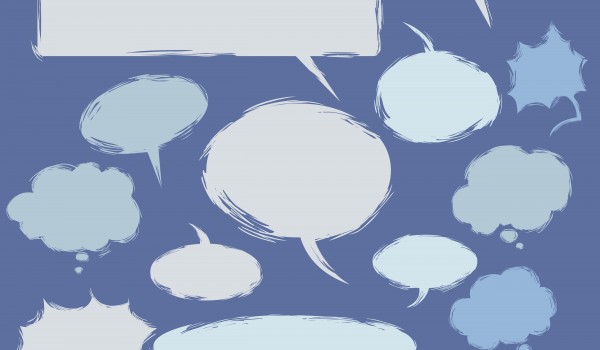 Vector Set of Grunge Comics  Bubbles. Talk and Think